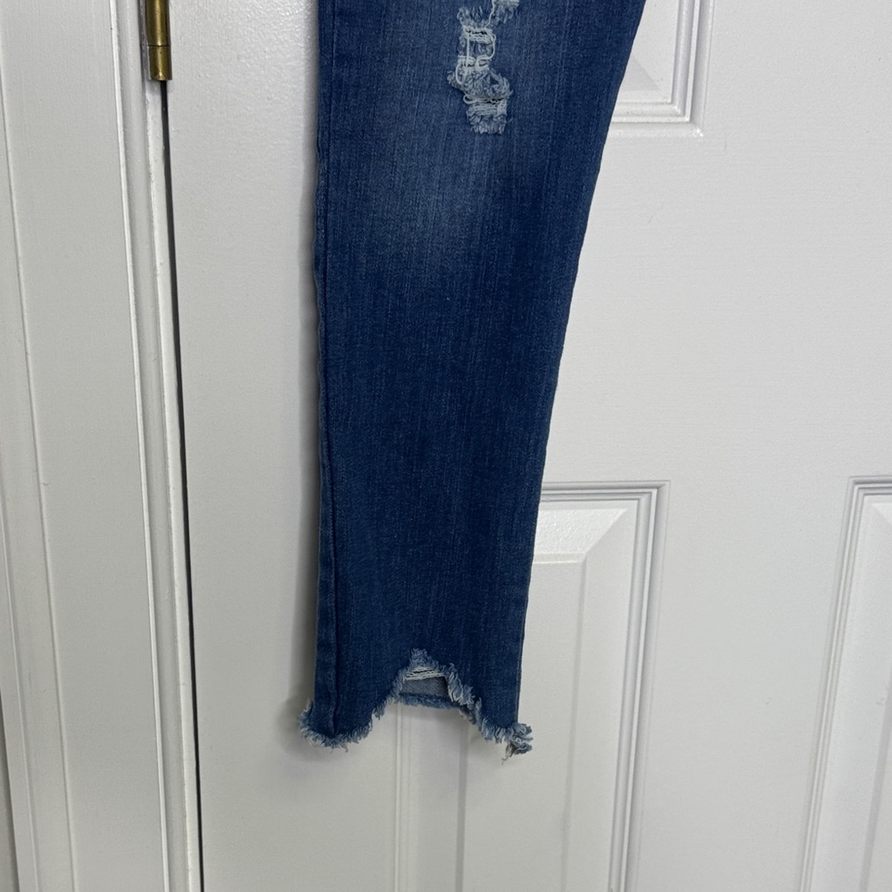 Venti6 Made in Italy Distressed Denim Jogger Jeans One Size | Pull-On Raw Hem - Picture 6 of 8